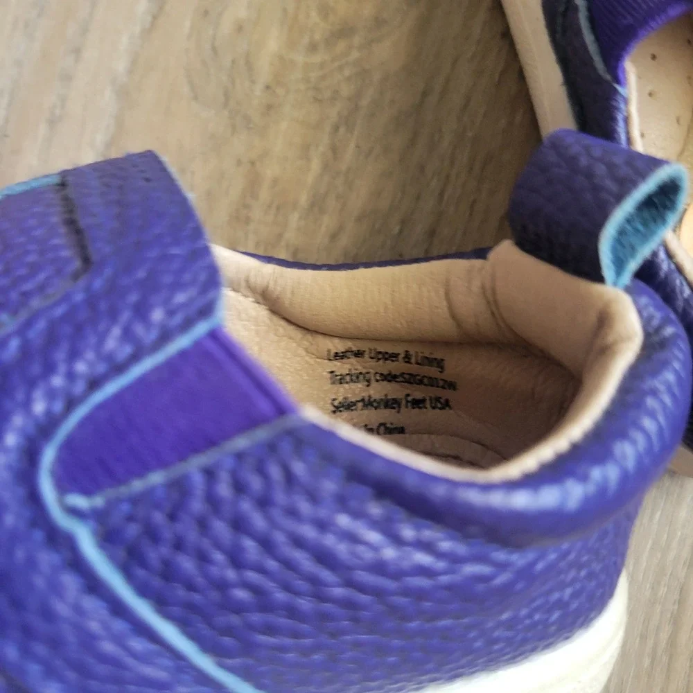 Monkey Feet Unisex Slip On Shoes 3 Purple Pebbled Leather Casual Loafer